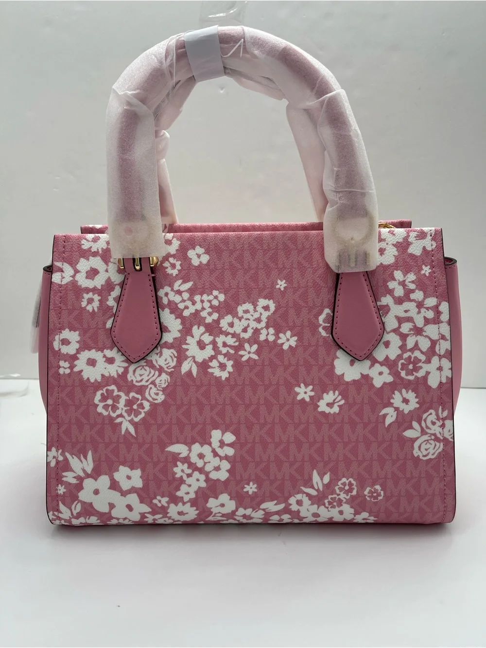 MICHAEL KORS Marilyn Md Printed Signature Logo Satchel Crossbody 
Carnation 
NWT - Picture 6 of 16